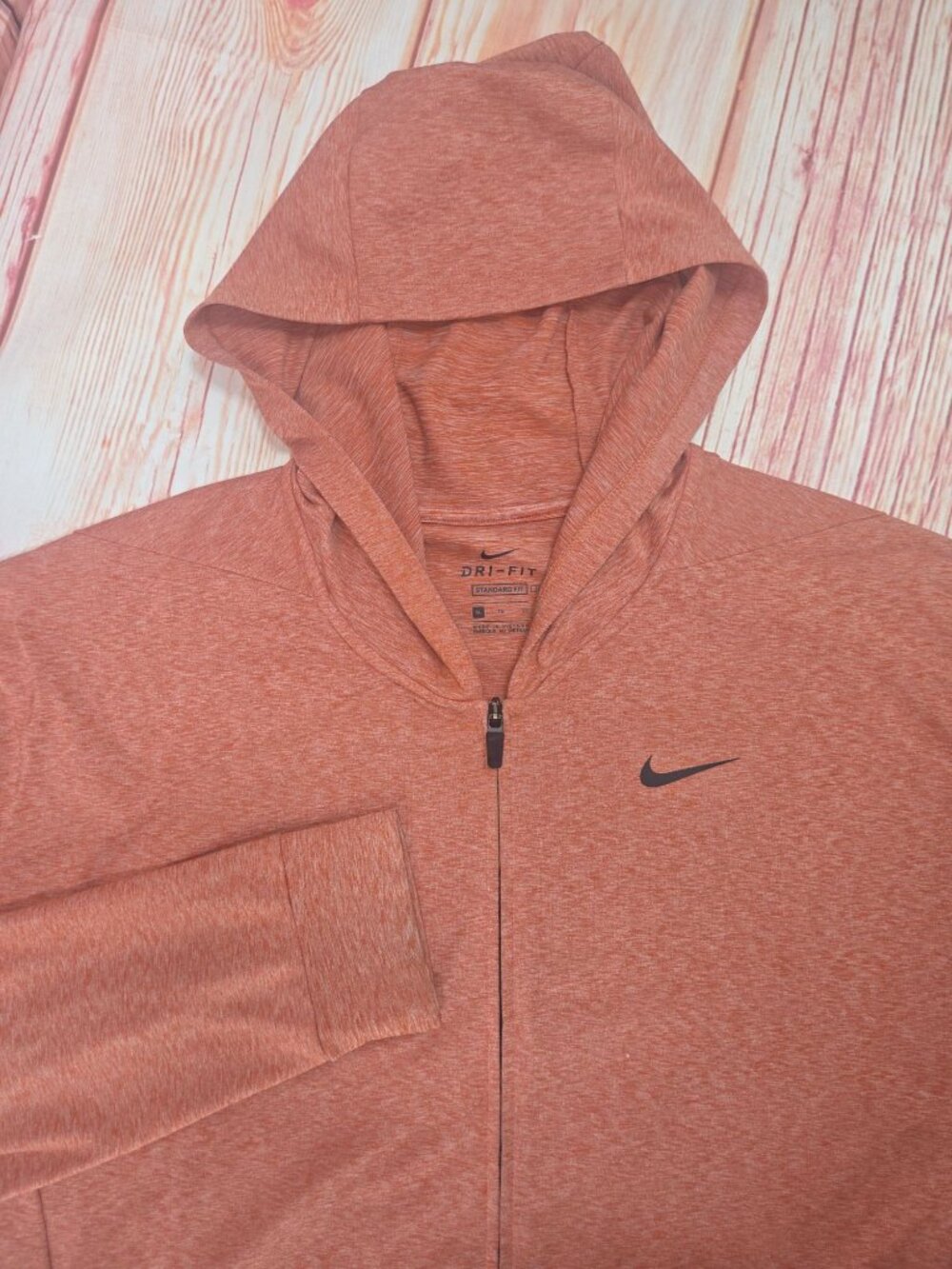 Nike Dri-Fit Mens Soft Orange Full-Zip Athletic Hoodie XL